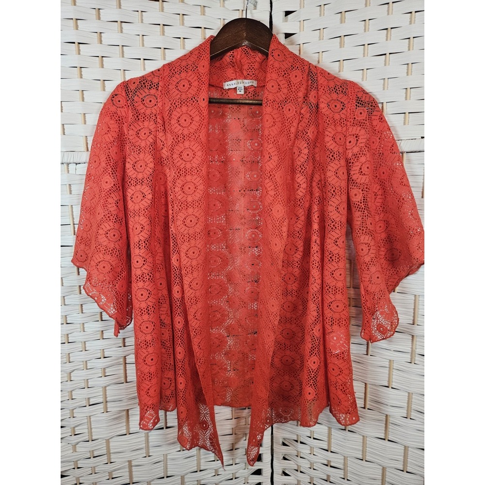 Annalee + Hope Women Medium Orange Lace Coverup Summer Vacation Beach Pool